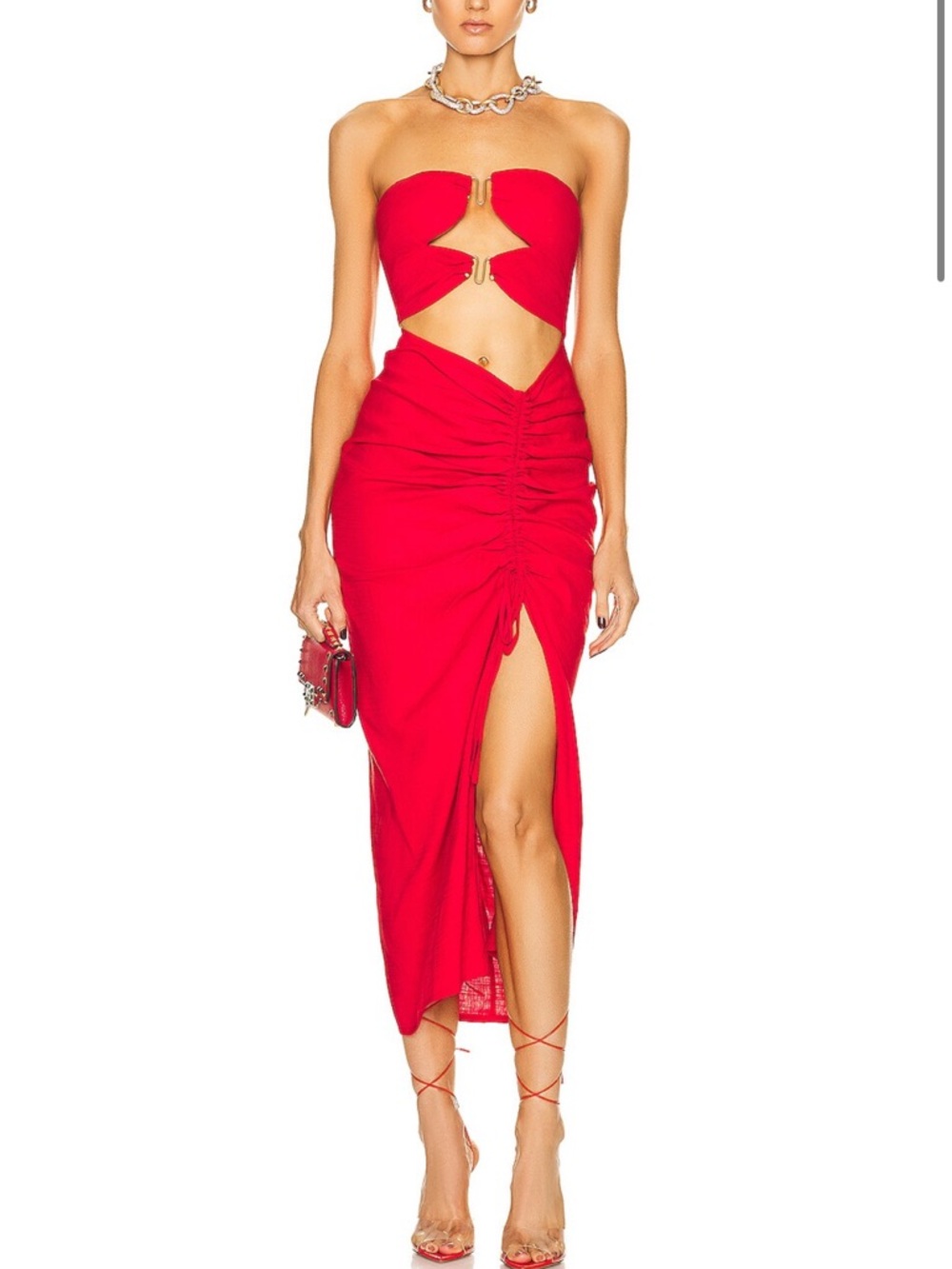 CULT GAIA Red Donna Strapless Cutout Midi Dress - NWOT (from Revolve)